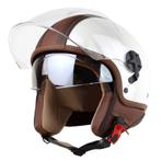 Motocubo top cube jethelm met dubbel vizier | wit - bruin le, Motoren, Verzenden, Nieuw met kaartje