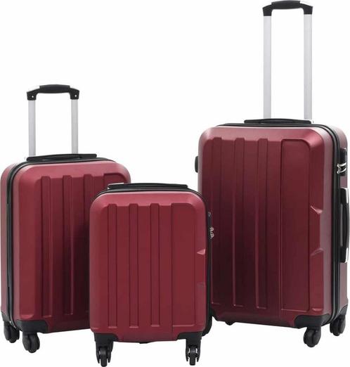 vidaXL - 3-delige kofferset hard - ABS - wijnrood, Caravans en Kamperen, Kampeeraccessoires, Zo goed als nieuw, Ophalen of Verzenden