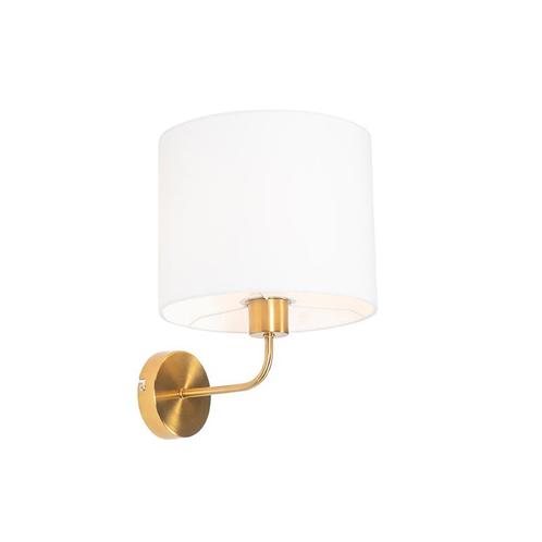 Klassieke wandlamp goud stoffen kap wit - Cas, Huis en Inrichting, Lampen | Wandlampen