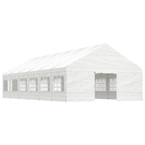 Feesttent Partytent Prieel Opslagtent 13,38x5,88x3,75m wit, Tuin en Terras, Partytenten, 6 meter of meer, 8 meter of meer, 2 meter of meer