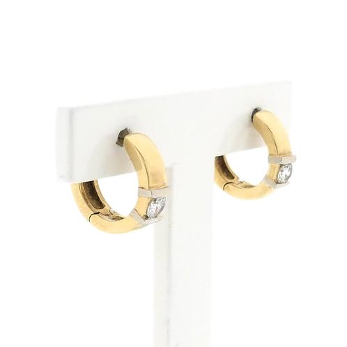 Gouden oorstekers met diamant | 0,32 ct. (rond briljant), Sieraden, Tassen en Uiterlijk, Oorbellen, Overige kleuren, Gebruikt