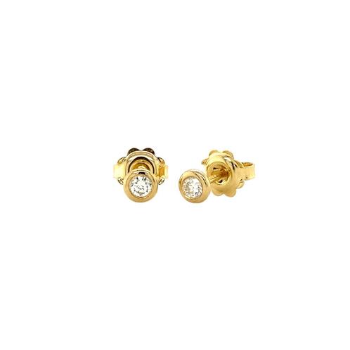 Gouden solitair oorstekers met diamant 14 krt* nieuw, Sieraden, Tassen en Uiterlijk, Oorbellen, Goud, Zo goed als nieuw, Goud