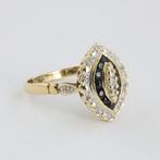 Ring - 18 karaat Geel goud - Saffier - 17 diamanten 0,03 ct, Nieuw