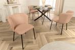 Design Stoel LYON Roze Corduroy Zwart Metalen Poten - 44962, Huis en Inrichting, Stoelen, Ophalen of Verzenden, Nieuw