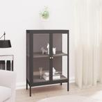 vidaXL Dressoir 75x35x105 cm staal en glas antracietkleurig, Huis en Inrichting, Kasten | Dressoirs, Verzenden, Nieuw, 50 tot 100 cm