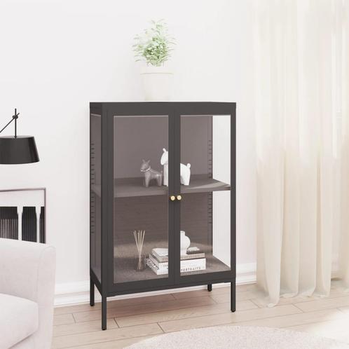 vidaXL Dressoir 75x35x105 cm staal en glas antracietkleurig, Huis en Inrichting, Kasten | Dressoirs, 25 tot 50 cm, Nieuw, 50 tot 100 cm
