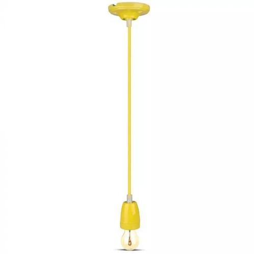 Retro porseleinen lamp - GEEL - E27 fitting - pendel, Huis en Inrichting, Lampen | Losse lampen, Ophalen of Verzenden