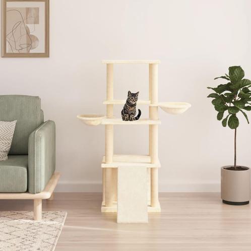 vidaXL Kattenmeubel met sisal krabpalen 133 cm crèmekleurig, Dieren en Toebehoren, Katten-accessoires, Nieuw, Verzenden