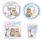 96-delige party set Happy Cats pastel, Dieren en Toebehoren, Katten-accessoires, Nieuw, Verzenden