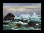 Giuseppe Rossi (1876-1951) - Marina con scogli e mare mosso, Antiek en Kunst