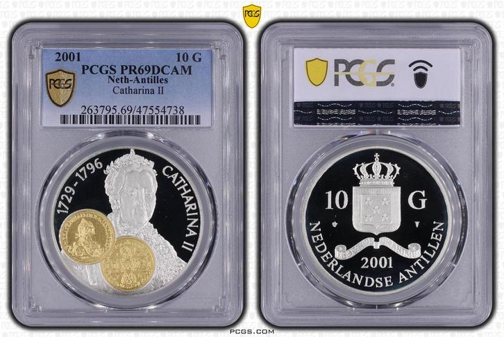 Nederlandse Antillen 10 gulden 2001 Handelsmunten serie 24, Postzegels en Munten, Munten | Oceanië, Losse munt, Zilver, Verzenden