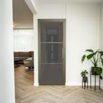 Stalen Binnendeur - Olijfgroen - 3 Vlaks - Rook glas, Minder dan 80 cm, Binnendeur, Nieuw, Metaal