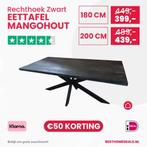 Rechthoek Eettafel Zwart Mangohout 180cm al v.a. €399,- !!