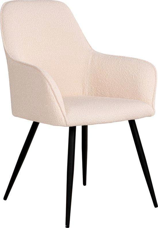 Tweedekans | House Nordic Eetkamerstoel Harbo Bouclé Wit, Huis en Inrichting, Stoelen, Wit, Zo goed als nieuw, Ophalen of Verzenden