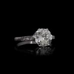 Ring Vintage 2,11 karaat platina diamanten solitairring,, Sieraden, Tassen en Uiterlijk, Ringen, Nieuw