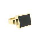 Gouden zegelring met onyx, Sieraden, Tassen en Uiterlijk, Ringen, Gebruikt, Overige kleuren, 20 of groter, Heer