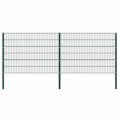 vidaXL Schuttingpaneel met palen ijzer 349x120 cm groen, Tuin en Terras, Schuttingen, Nieuw, IJzer, 2 meter of meer, Verzenden