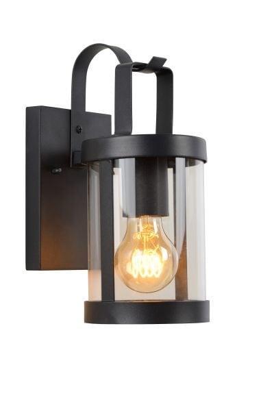 Lucide LINDELO - Wandlamp Buiten E27 IP23 Glas Zwart, Tuin en Terras, Buitenverlichting, Nieuw, Verzenden