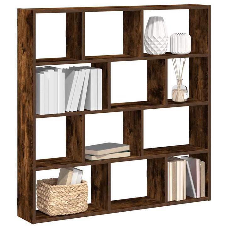 vidaXL Wandschap kubus 12 vakken bewerkt hout gerookt, Huis en Inrichting, Woonaccessoires | Wandplanken en Boekenplanken, Nieuw