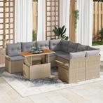 vidaXL Tuin Sofa Set met opslag 9 pcs Beige Poly riet, Verzenden, Nieuw, Rotan