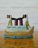 Vergulde Art Deco potpourri vaas - stoomboot met Belgische