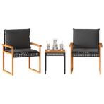 vidaXL 3-delige Bistroset met kussens poly rattan en, Verzenden, Nieuw, Rotan