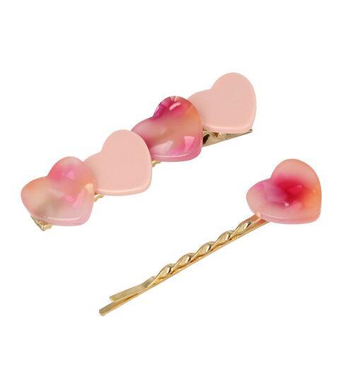 Haarspeld Duckklem + Schuifspeldjes Hartjes Parelmoer Roz..., Sieraden, Tassen en Uiterlijk, Uiterlijk | Haarverzorging, Verzenden