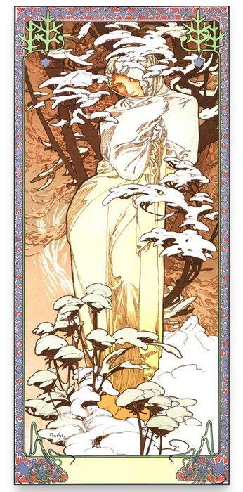 Marie Alphonse Mucha - “Winter Il, 1896“. Gesigneerd in de, Antiek en Kunst, Kunst | Tekeningen en Foto's