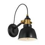 Landelijke wandlamp Jordan Staal zwart/bronskleur, Nieuw, Landelijk, Ophalen of Verzenden, Metaal
