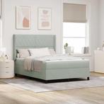 vidaXL Boxspring bed met hoofdeinde Lichtgrijs 140 x 190 cm, Verzenden, Nieuw, Stof