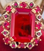 Zonder minimumprijs - Ring - 9 kt. Roségoud, Zilver Robijn -, Nieuw