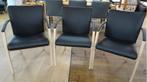 Leolux Camarilla eetkamerstoel refurbished in zwart Leer, Zo goed als nieuw, Zwart, Vijf, Zes of meer stoelen