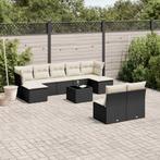 vidaXL 10-delige Loungeset met kussens poly rattan zwart, Tuin en Terras, Tuinsets en Loungesets, Verzenden, Nieuw, Loungeset