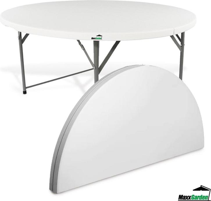 MaxxGarden Vouwtafel - Opvouwbare ronde tuin tafel - 183x..., Tuin en Terras, Tuintafels, Nieuw, Rond, Verzenden