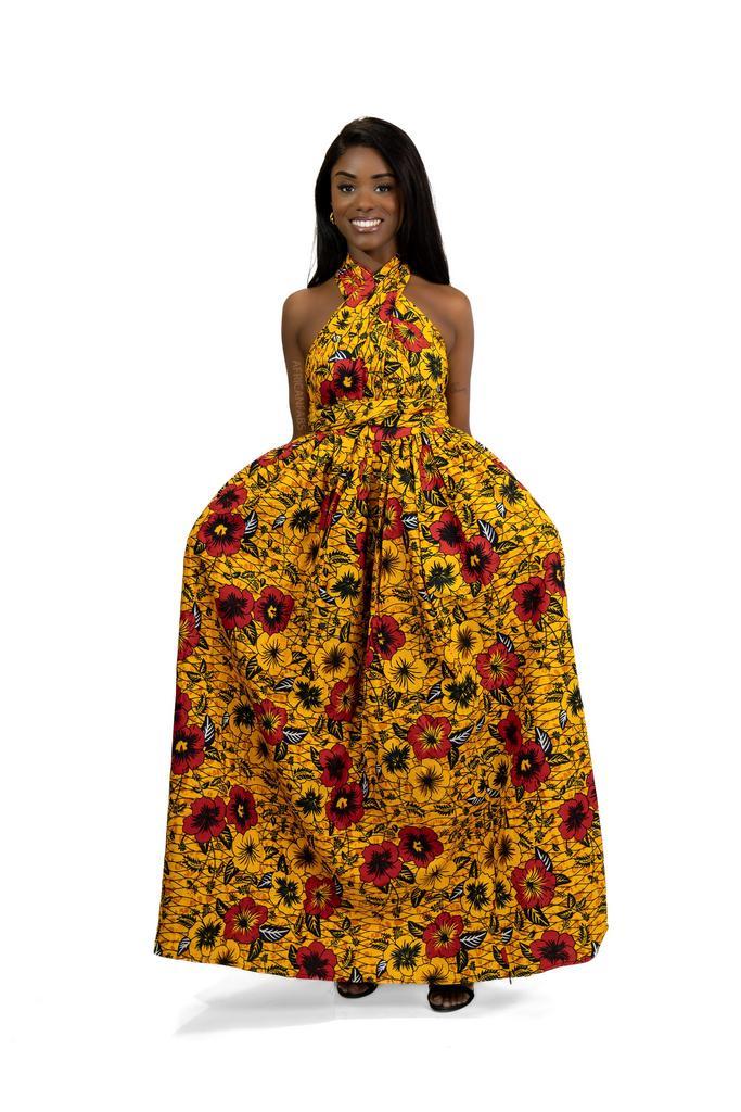 Afrikaanse print Gele Flowers Infinity Multiway Maxi Jurk -, Kleding | Dames, Rokken, Nieuw, Ophalen of Verzenden
