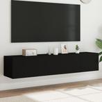 Zwarte TV Wandkast met LED - | Tweedekansje | OP = OP, Nieuw, Minder dan 100 cm, Modern, 25 tot 50 cm