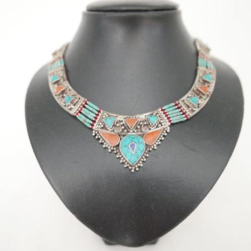 Tibetaans zilver, Lapis Lazuli, Turkoois - 2-delige, Antiek en Kunst, Kunst | Designobjecten