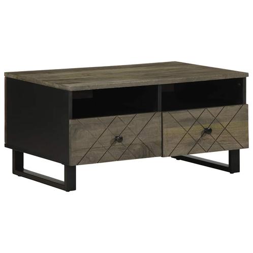 vidaXL Salontafel 80x54x40 cm massief mangohout zwart, Huis en Inrichting, Tafels | Salontafels, 50 tot 100 cm, Nieuw, Overige houtsoorten