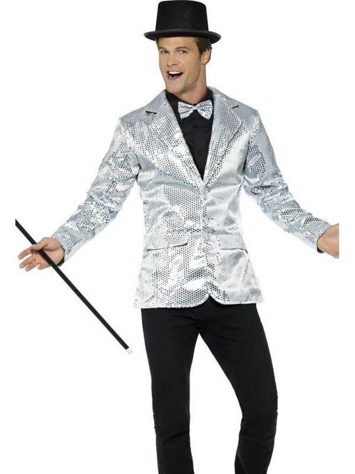 Colbert zilver pailletten, Kleding | Heren, Carnavalskleding en Feestkleding, Nieuw, Ophalen of Verzenden