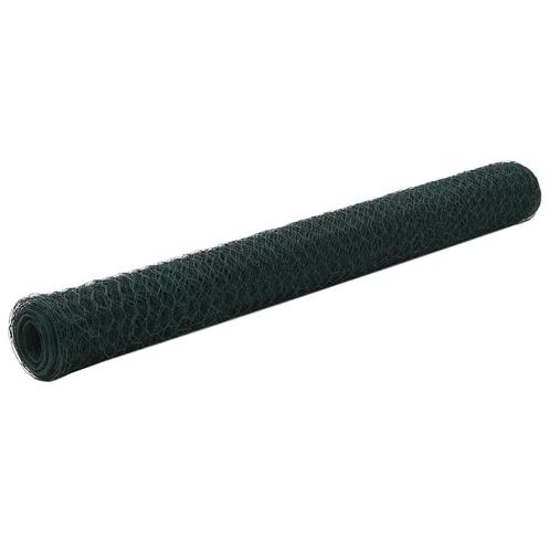 vidaXL Kippengaas 25x1,2 m staal met PVC coating groen, Tuin en Terras, Schuttingen, Nieuw, IJzer, 2 meter of meer, Verzenden