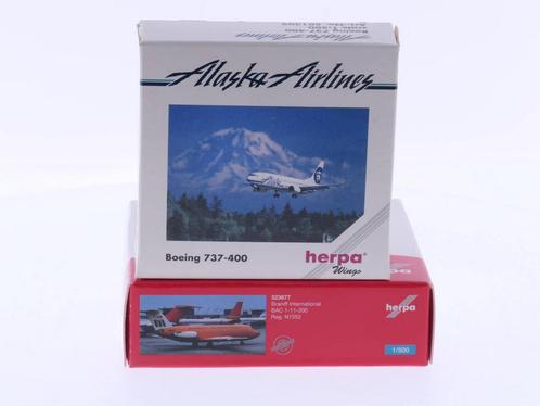 Schaal 1:500 Herpa 501309 Boeing 737-400 en Herpa 523677..., Hobby en Vrije tijd, Modelbouw | Vliegtuigen en Helikopters, Gebruikt