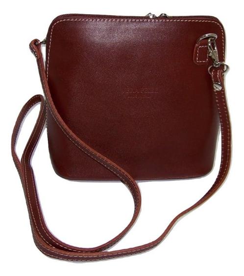 Cognac Vera Pelle Italiaans leren schoudertasje (rits rondom, Sieraden, Tassen en Uiterlijk, Portemonnees, Nieuw, Verzenden