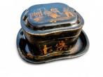 1910s Orientalist Japanese Hand-Painted Tin Box with