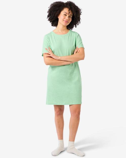 HEMA Damesnachthemd katoen everyday lichtgroen, Kleding | Dames, Ondergoed en Lingerie, Verzenden
