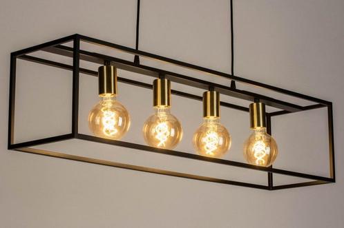 Rietveld Hanglampen - Zwart, Goud - Metaal, Huis en Inrichting, Lampen | Hanglampen, Verzenden