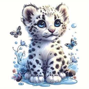 Heat-Transfer - Baby luipaard met vlindertjes - maak je beschikbaar voor biedingen