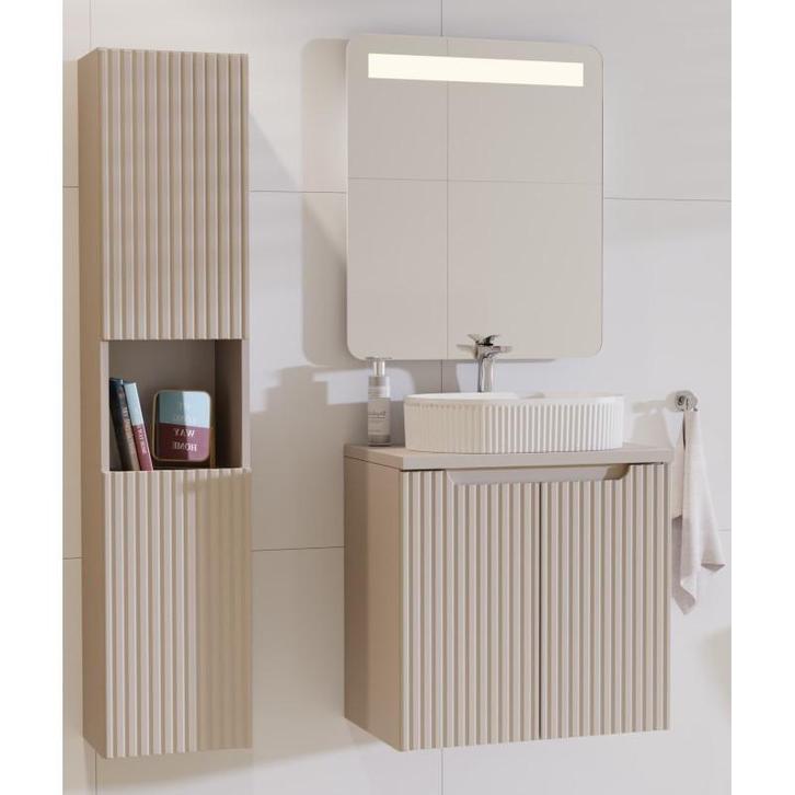 Badkamermeubel Solerno Compact Uno Taupe 80CM, Huis en Inrichting, Badkamer | Badkamermeubels, Nieuw, Ophalen of Verzenden