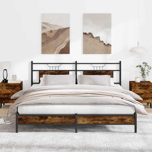 vidaXL Bedframe zonder matras hout gerookt eikenkleurig, Huis en Inrichting, Slaapkamer | Bedden, 160 cm, 200 cm, Bruin, Tweepersoons