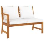 vidaXL Tuinbank met crèmekleurig kussen 114,5 cm massief, Tuin en Terras, Tuinsets en Loungesets, Verzenden, Nieuw, Textileen