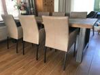 Set van 6 leren eetkamerstoelen - bruin leer, Huis en Inrichting, Stoelen, Ophalen of Verzenden, Nieuw, Leer